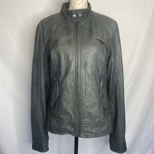 Lucky Brand Gray Leather Jacket